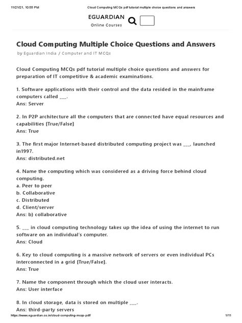 Cloud Computing MCQ (Multiple Choice Questions) .
